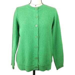 Women Kelly Green Cardigan Sweater S Classic Preppy Old Money Twee Career NEW